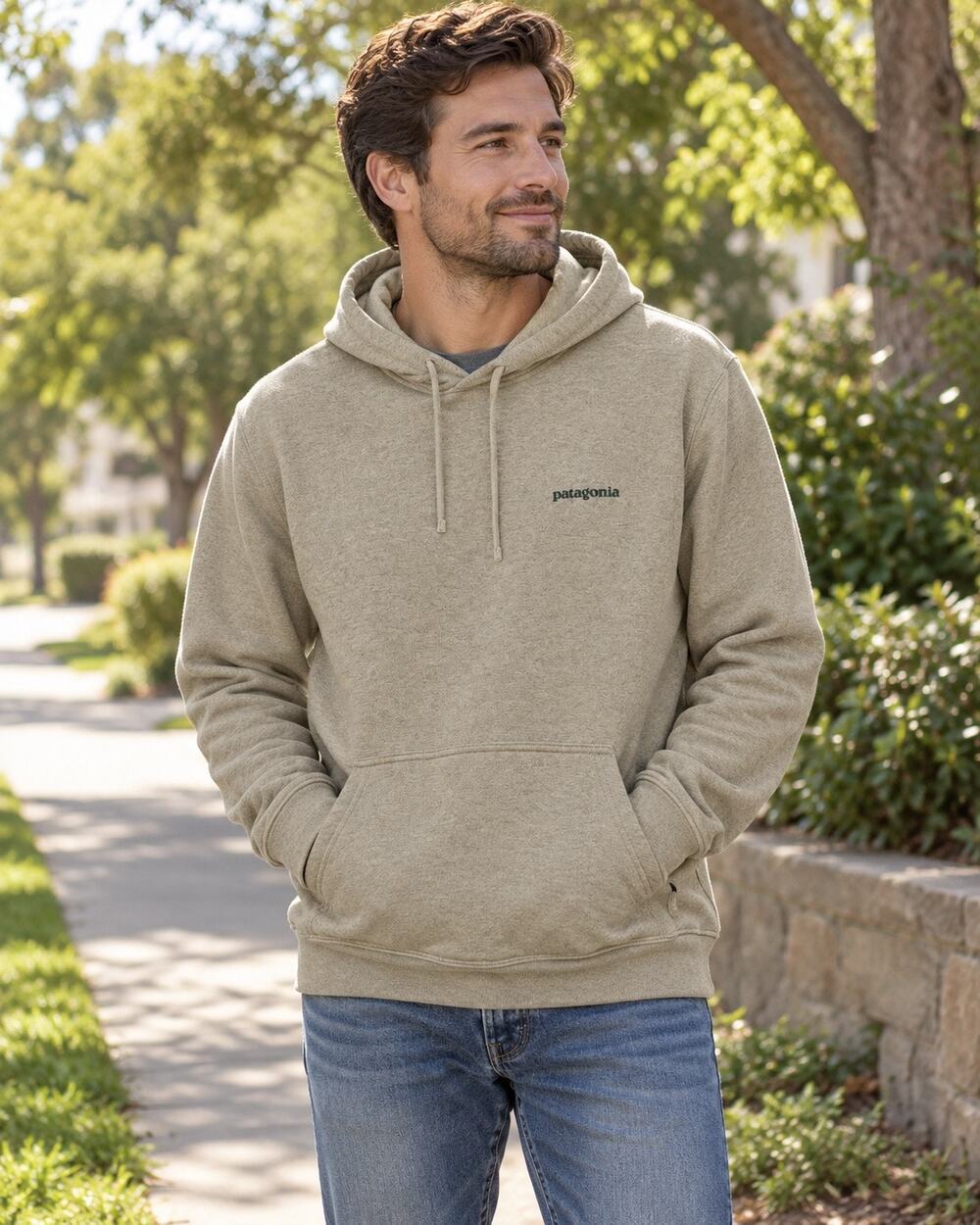 Patagonia Hoodie unisex XXL Beige Uprisal Fleece Pullover Kangaroo Pocket